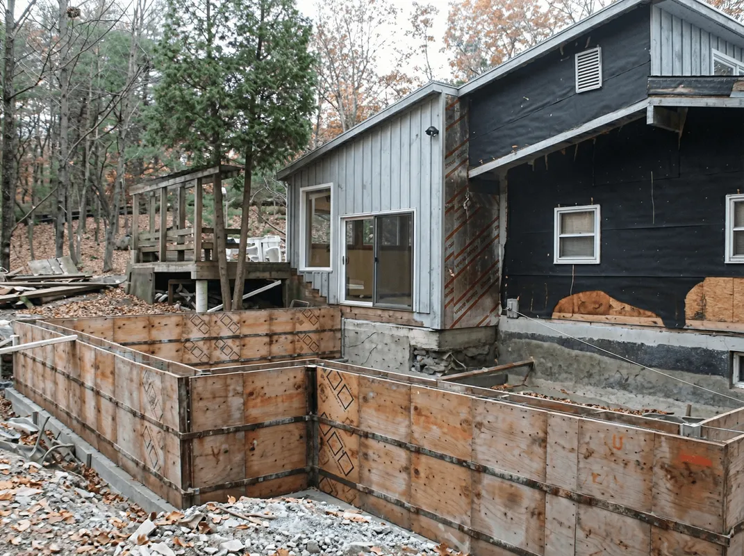 Prepared site with foundation forms for home remodeling and addition project in Green Bay, WI